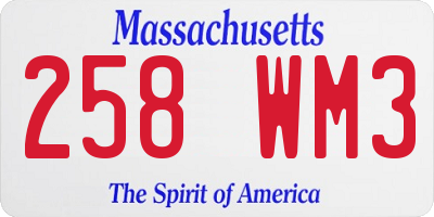 MA license plate 258WM3