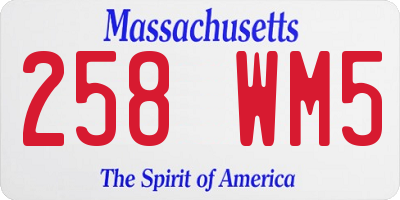 MA license plate 258WM5
