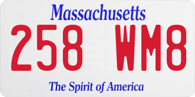 MA license plate 258WM8