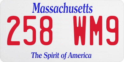 MA license plate 258WM9