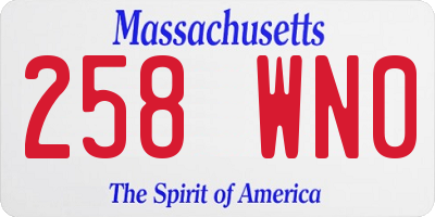 MA license plate 258WN0