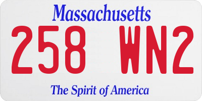MA license plate 258WN2