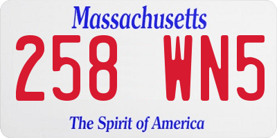 MA license plate 258WN5