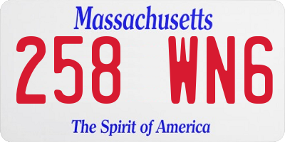 MA license plate 258WN6