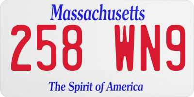 MA license plate 258WN9