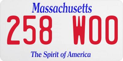 MA license plate 258WO0
