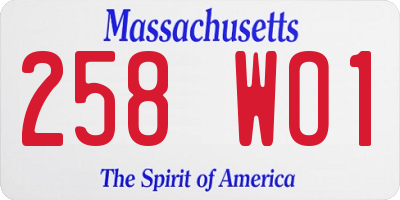 MA license plate 258WO1
