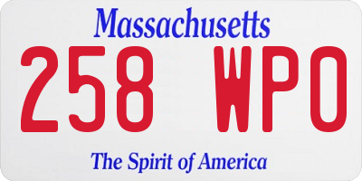 MA license plate 258WP0
