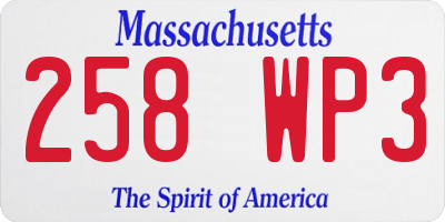 MA license plate 258WP3