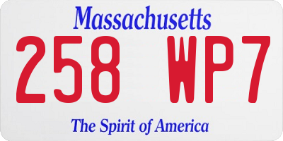 MA license plate 258WP7