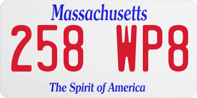 MA license plate 258WP8