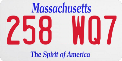 MA license plate 258WQ7