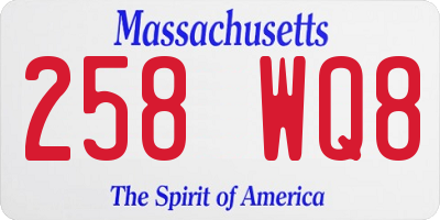 MA license plate 258WQ8