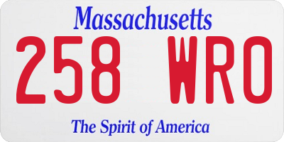 MA license plate 258WR0