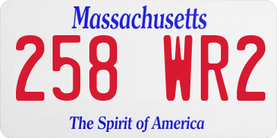 MA license plate 258WR2
