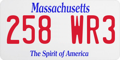 MA license plate 258WR3