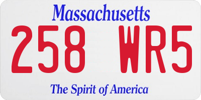 MA license plate 258WR5