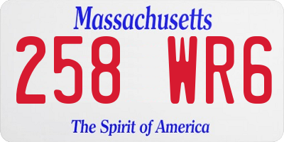MA license plate 258WR6