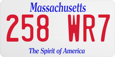 MA license plate 258WR7