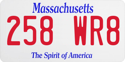 MA license plate 258WR8
