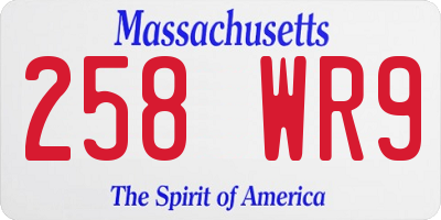 MA license plate 258WR9