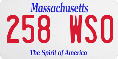 MA license plate 258WS0