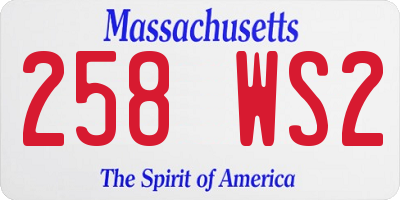MA license plate 258WS2