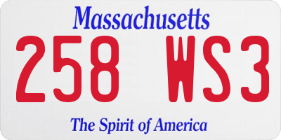 MA license plate 258WS3