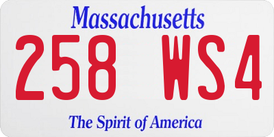 MA license plate 258WS4