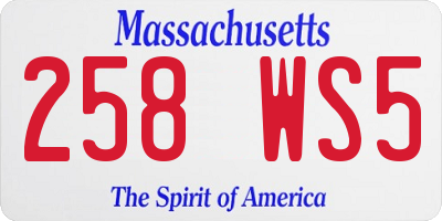 MA license plate 258WS5