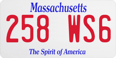 MA license plate 258WS6