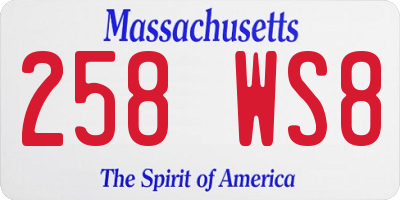 MA license plate 258WS8
