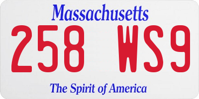 MA license plate 258WS9