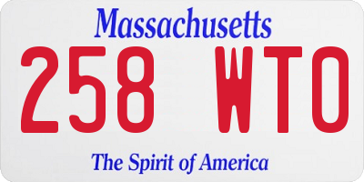 MA license plate 258WT0