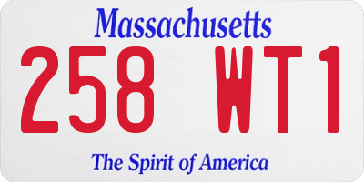MA license plate 258WT1