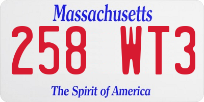 MA license plate 258WT3
