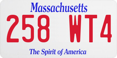 MA license plate 258WT4