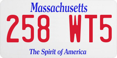 MA license plate 258WT5
