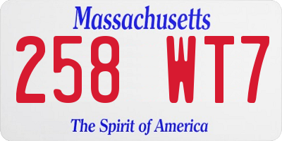 MA license plate 258WT7