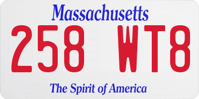 MA license plate 258WT8
