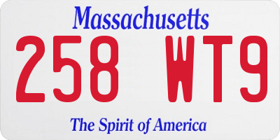 MA license plate 258WT9