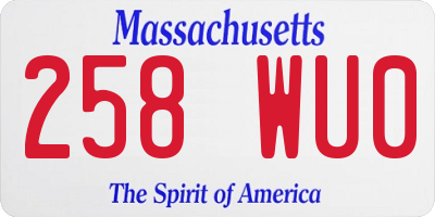 MA license plate 258WU0
