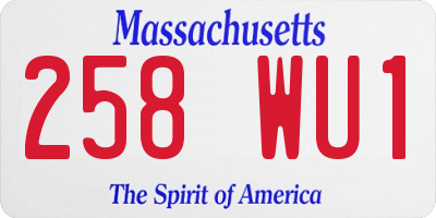 MA license plate 258WU1