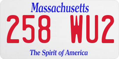MA license plate 258WU2