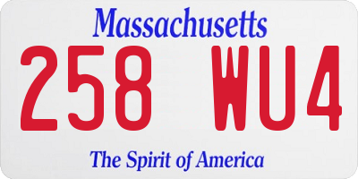MA license plate 258WU4