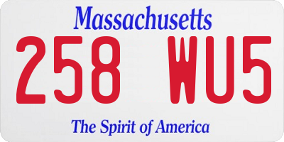 MA license plate 258WU5