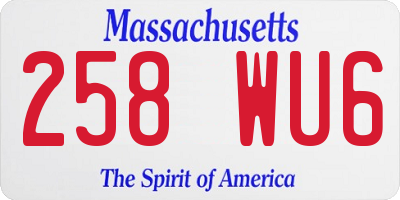 MA license plate 258WU6