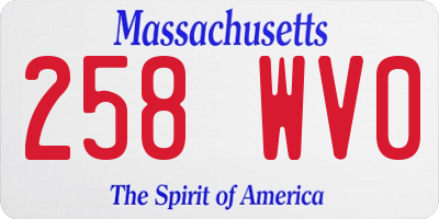 MA license plate 258WV0