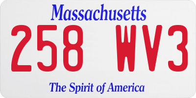 MA license plate 258WV3