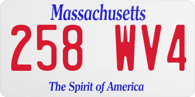 MA license plate 258WV4